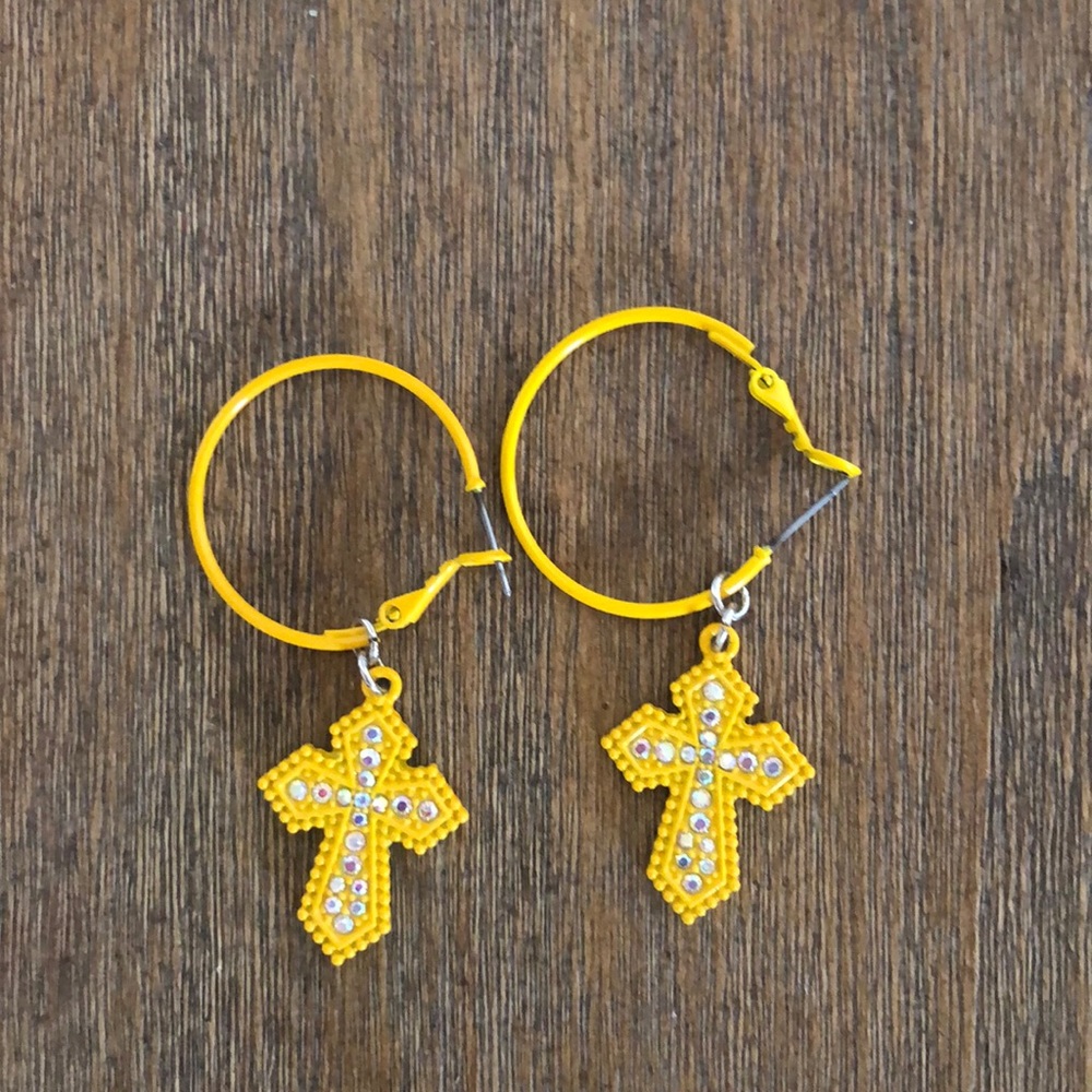 Hoop Cross Earrings
